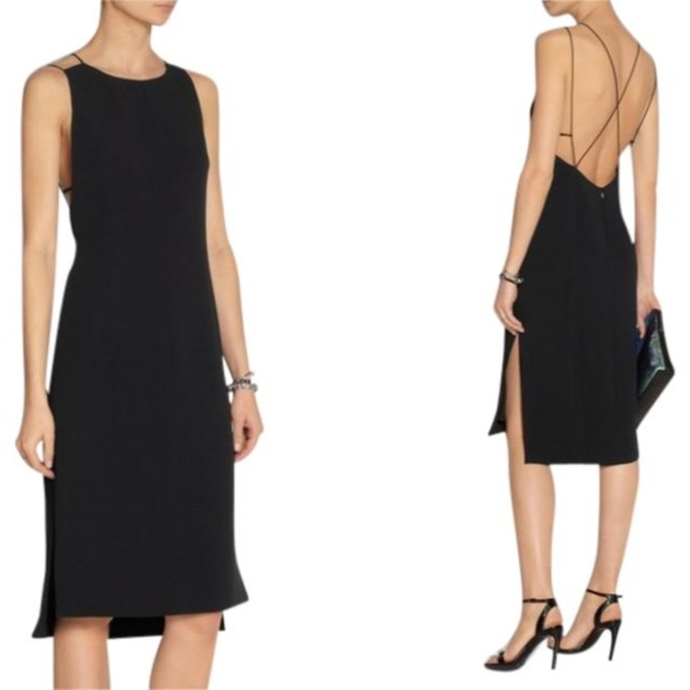 Rag & Bone Slinky Division Open Back High Neck Chic Midi Dress Black 2